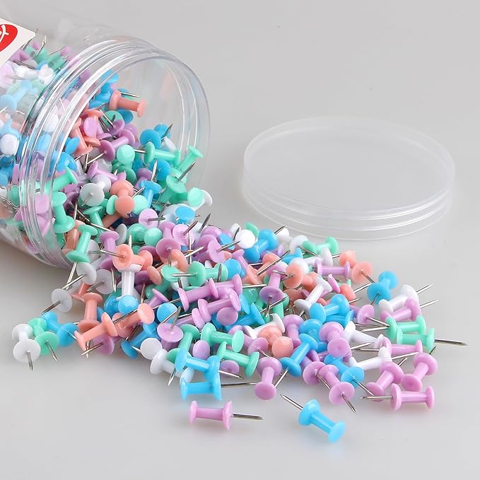 Yalis Push Pins 600 Count Macarone Colors, Standard Multicolored Thumb Tacks - Image 3