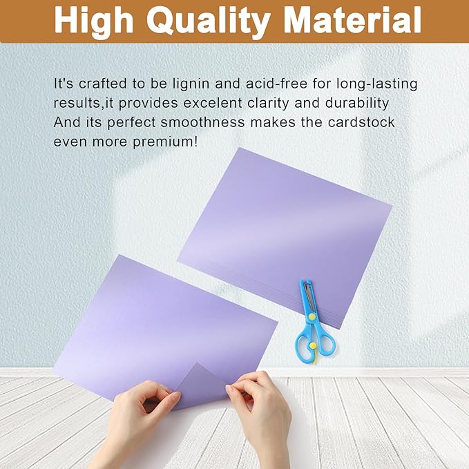 Silunkia 100 Sheets Purple Shimmer Cardstock 8.5 x 11 Cutting Paper, 75lb - Image 4