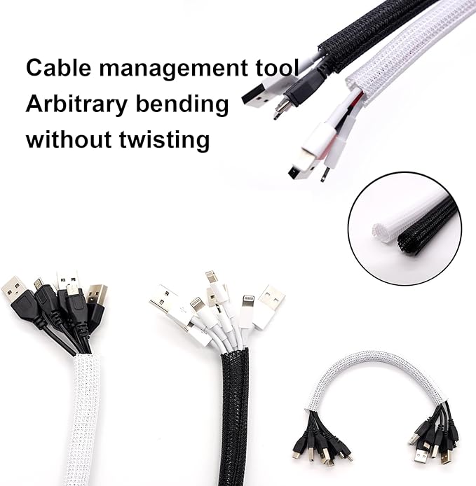 QCSIW 3/8" 50ft Braided Cable Sleeve Split Wire Loom Tubing – Expandable Cord - Image 6