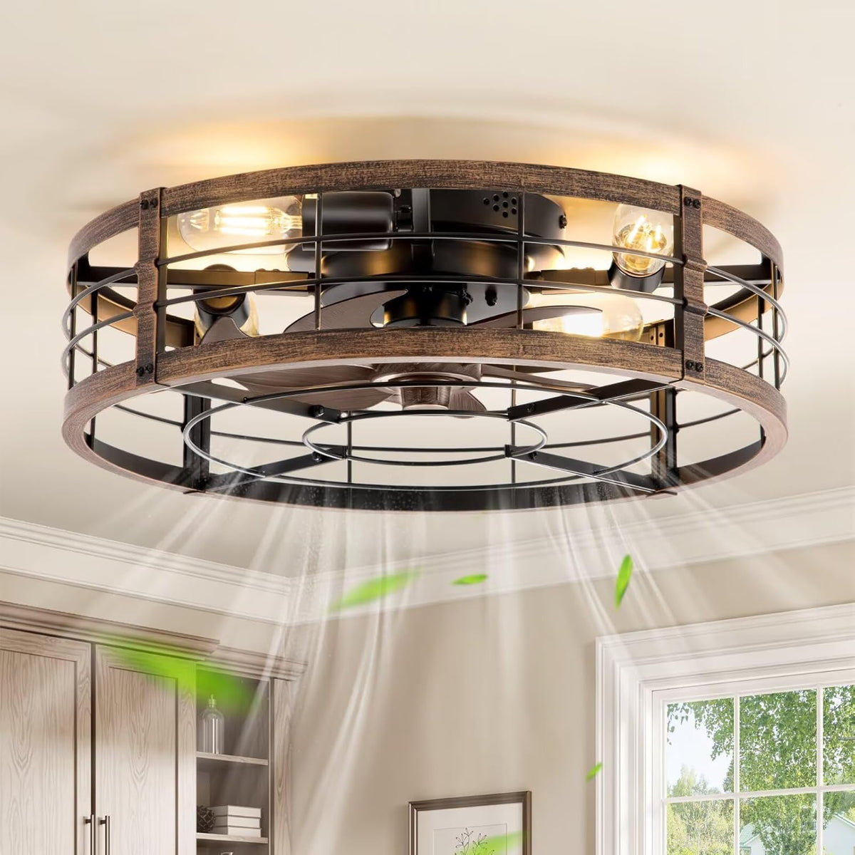 lediary 20" caged low profile ceiling fan with, main product view