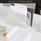 BLU MONACO White Metal Mesh Letter Sorter | 3-Slot Mail Organizer - Image 4