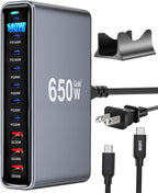 650W USB C Fast Charger Block, Dual PD3.1 140W 10 Port USB Charging Station