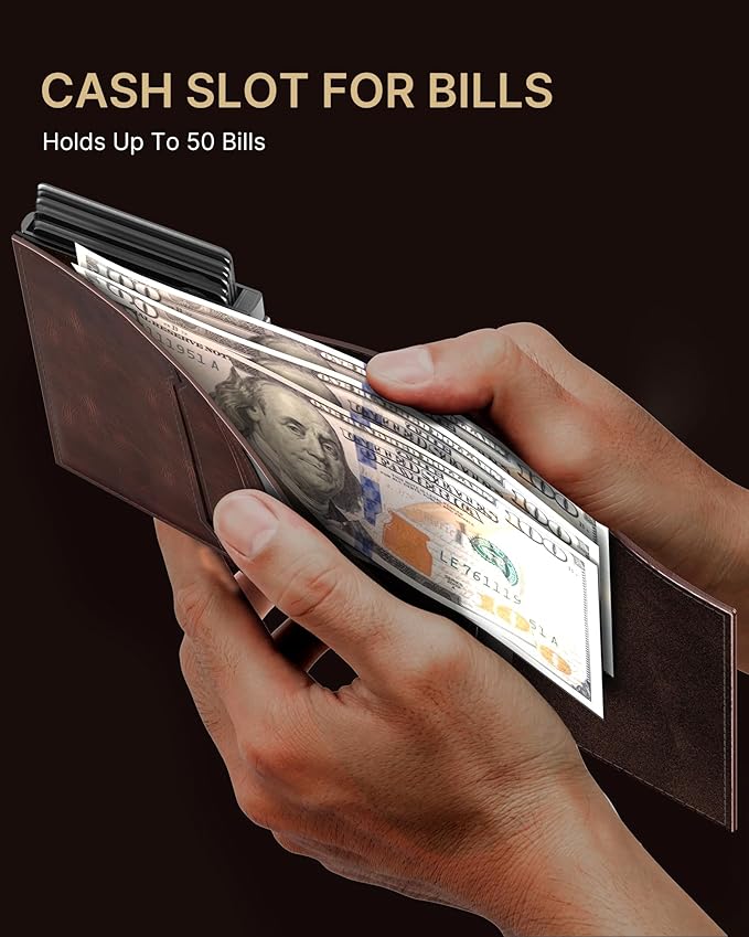 typecase Mens Wallet Card Holder: Pop Up Aluminum Case, Genuine Leather - Image 9