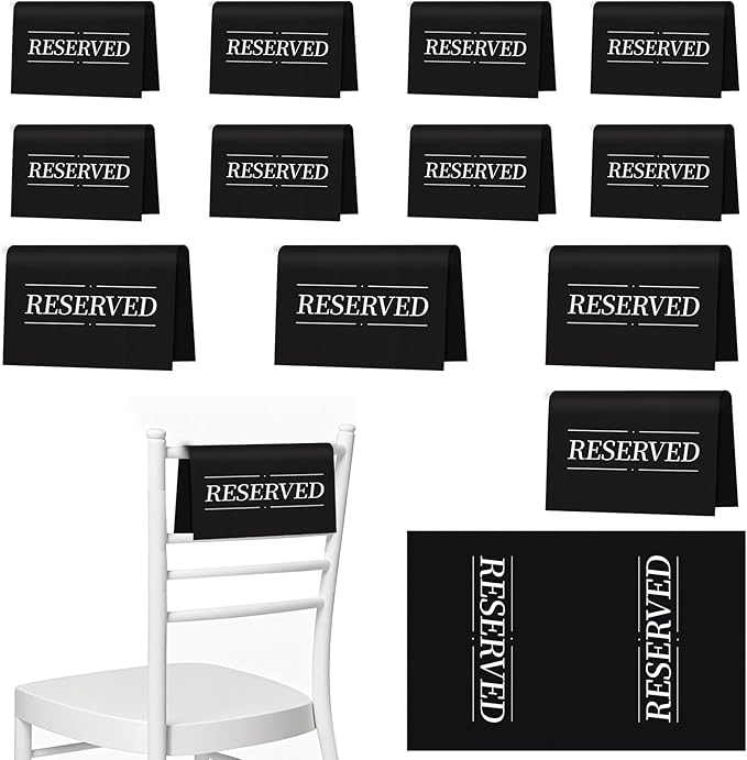 12 Pcs Reserved Seating Signs Reserved Chair Sign Printed Placeholder by Unknown