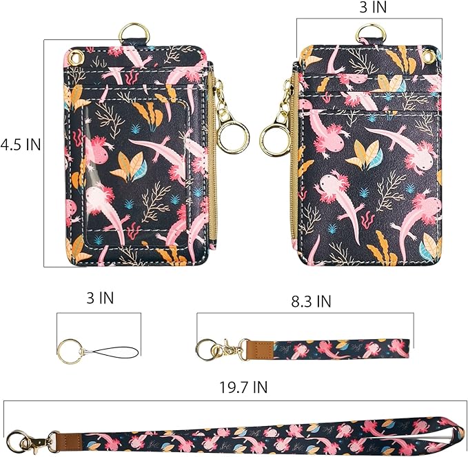 Cute Axolotl Badge Holder with Lanyard, Women's Lanyard Wallet, Id Badges Holder - Image 2