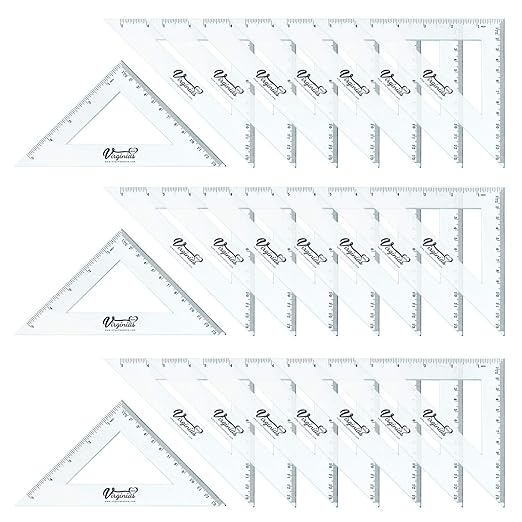 Virginia's Store 5 inch/13cm 90 Set-Squares Pack of 24, Crystal Clear by Virginia%27s+Store