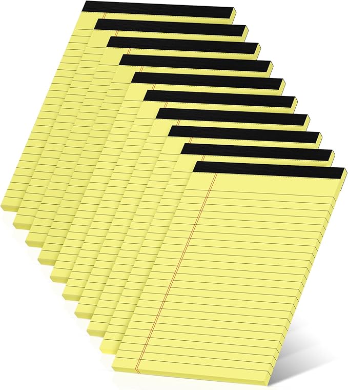 10 Pack Yellow Legal Pads 5x8 Small Note Pads, Writing Pads by NotePads