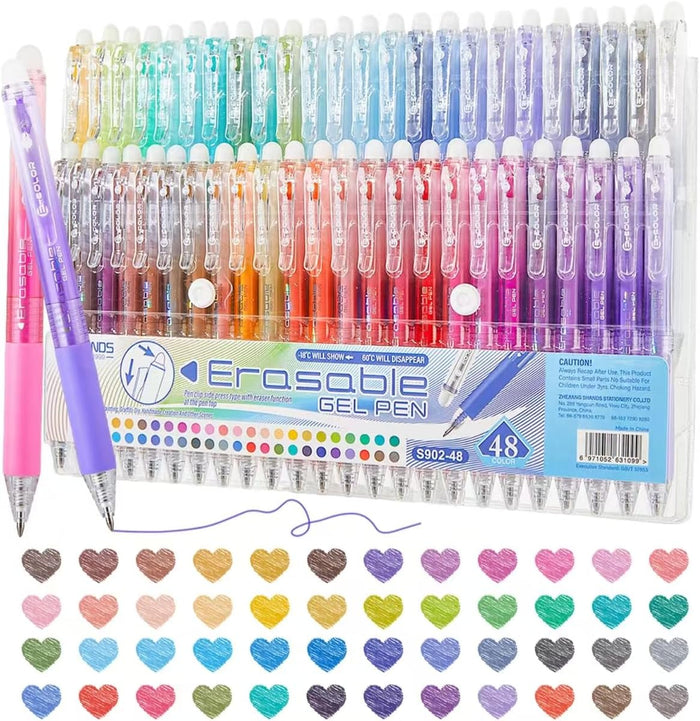 48 Colors Retractable Erasable Gel Pens Clicker,Fine Point 0.7mm Smooth Writing Pens,Cute Pens For Writing Journaling Taking Notes School Office Home.