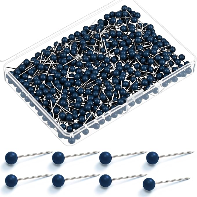 WILLBOND 500 Pack Map Push Pins Map Tacks Small Round Head Push Pins Thumb Tacks by Willbond+Technology+Limited