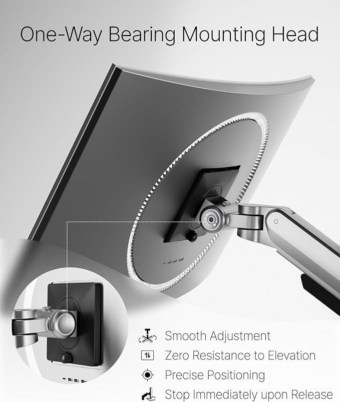 monTEK Deluxe Monitor Arm with USB A/C up to 40 Inch Holds 26.4 lbs Curved - Image 9