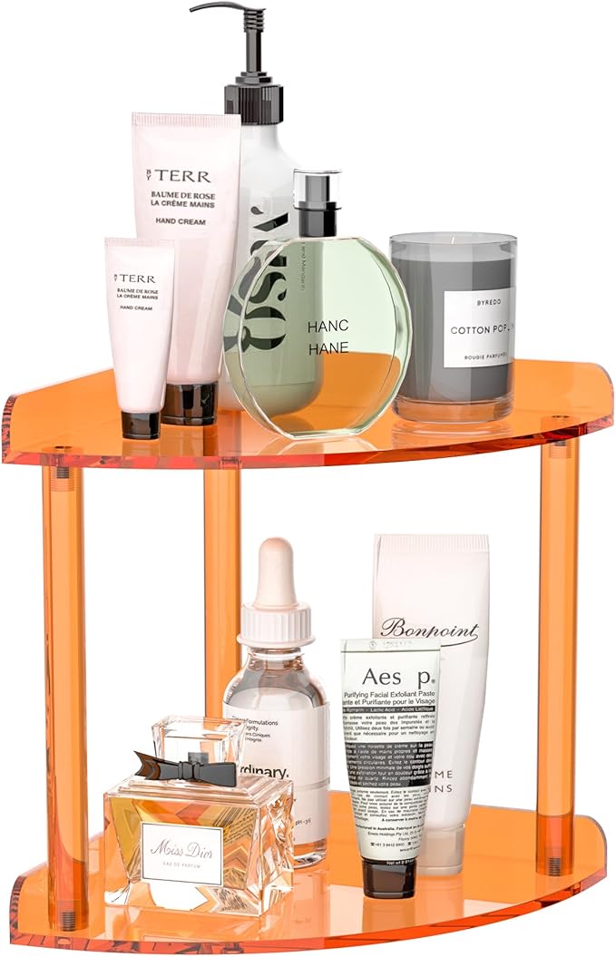 Sezanrpt 2 Tier Countertop Corner Organizer Shelf 7x7x8 Inch, Vanity Storage by Sezanrpt