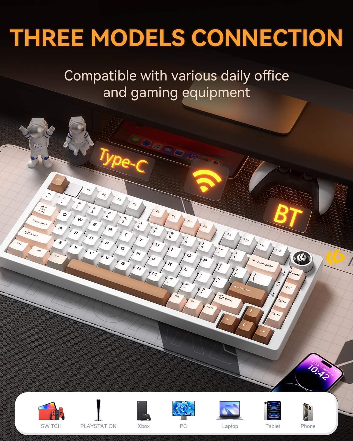 LEOBOG x AULA HI75C Pro PC Gaming Aluminum Alloy Keyboard,Bluetooth/USB-C/Wir...