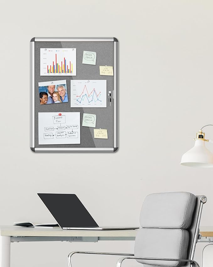 Mifuro 26"x20" Enclosed Bulletin Board, Lockable Weather-Resistant Aluminum - Image 2
