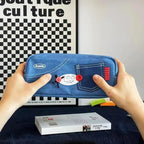 Haumei Canvas Pencil Case Large Capacity, Big Denim Pen Pouch - Image 7