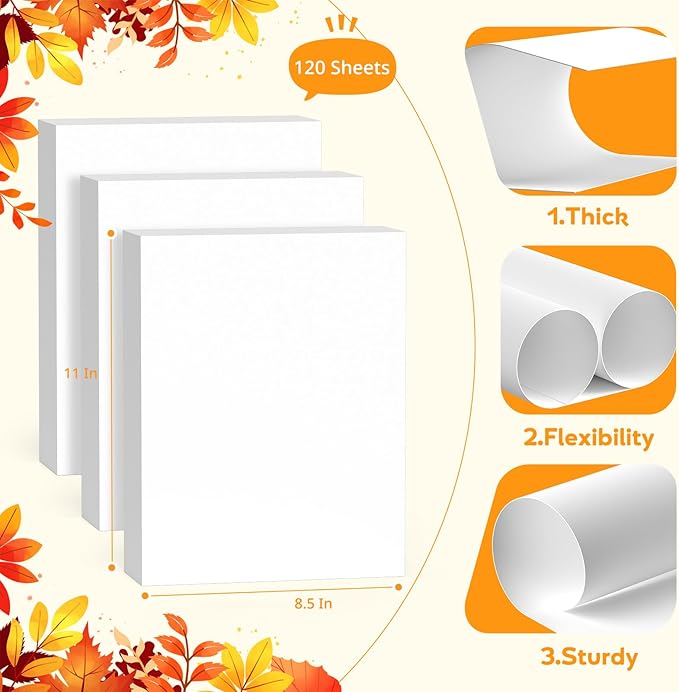 120 Sheets White Cardstock 8.5 x 11, Construction Paper, Cardstock Printer - Image 2