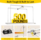 fero overhead garage storage rack 4x8, 500 lb, side view