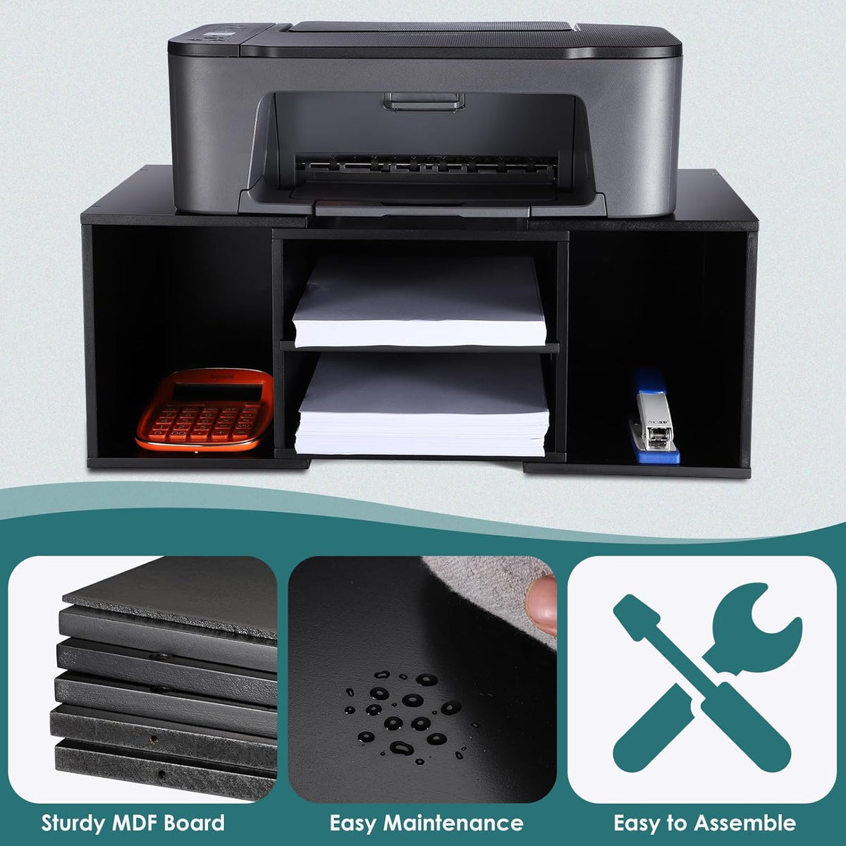 EMERIT Large Printer Stand, Adjustable Printer Table with Storage, 2-Tier Pri...