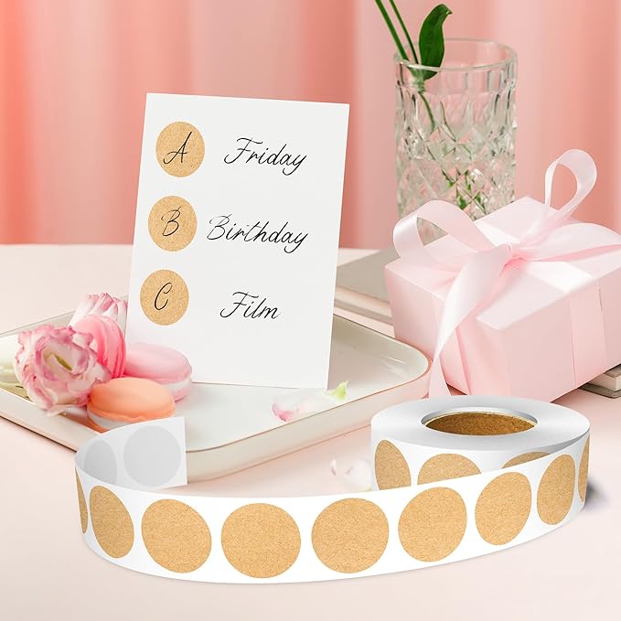 1 Inch Round Color Coding Labels, 1000 Dots Per Roll Kraft Brown Color Coded - Image 5
