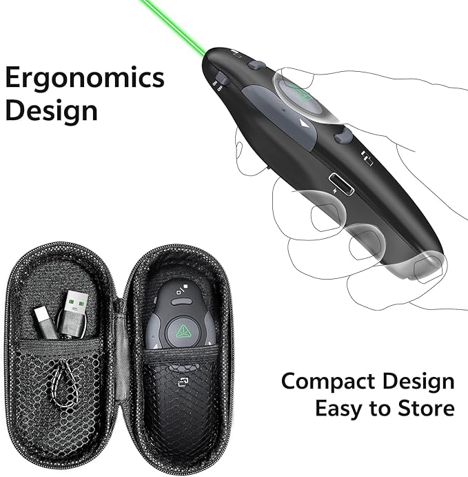 Presentation Clicker with Case Storage Wireless Presenter Remote USB Type C - Image 3