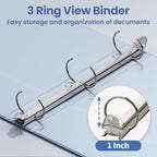 SUNEE 3 Ring Binder 1 Inch 1 Pack, Haze Blue - Image 3