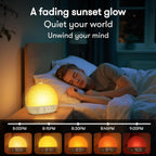 wake up light sunrise alarm clock, white noise showing dimensions