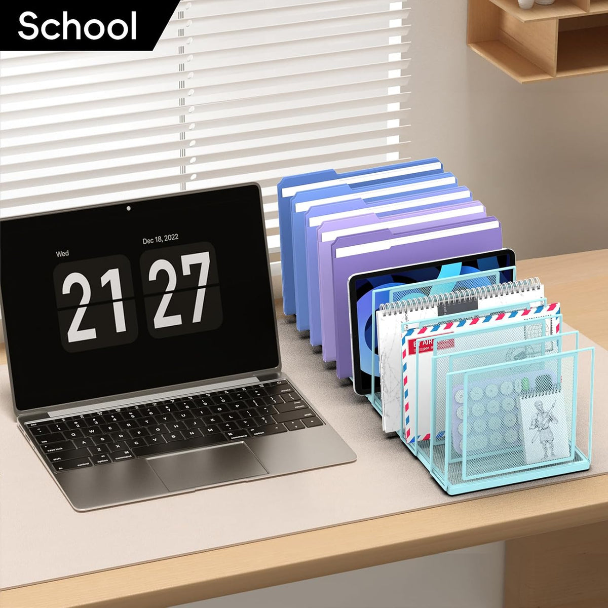 File Organizer for Desk, 11-Section Vertical File Sorter, Paper Holder Organi...