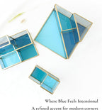 FONDAZZA Gold & Blue Glass Desk Organizer - Image 9