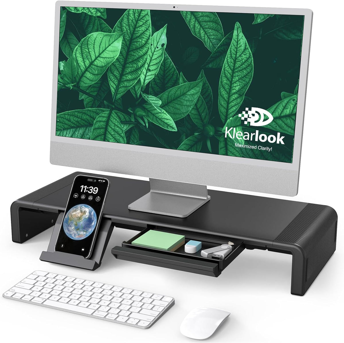 Klearlook Computer Monitor Stand for Desk, Adjustable Foldable Monitor Riser ...