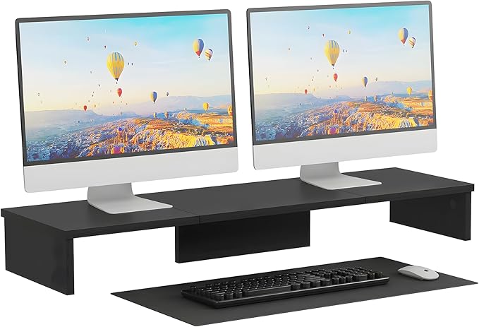 Qupui Dual Monitor Stand Riser, Large Computer Monitor Stand by Qupui