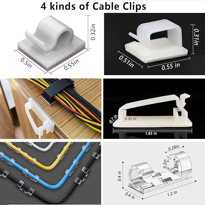 DRIVUU White Cable Management Organizer Kit 4 Cable Sleeve Split, 47Cable Clips - Image 3