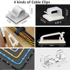 DRIVUU White Cable Management Organizer Kit 4 Cable Sleeve Split, 47Cable Clips - Image 3