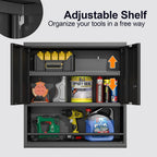 greatmeet locking metal garage wall cabinet with doors showing dimensions