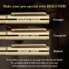 BEILUNER Gold Personalized Fountain Pen, Stunning Luxury Surface, 24K Gilded Nib - Image 2