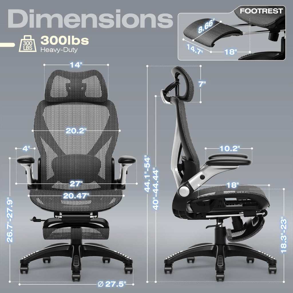elabest x100 ergonomic mesh office chair with footrest shown in use