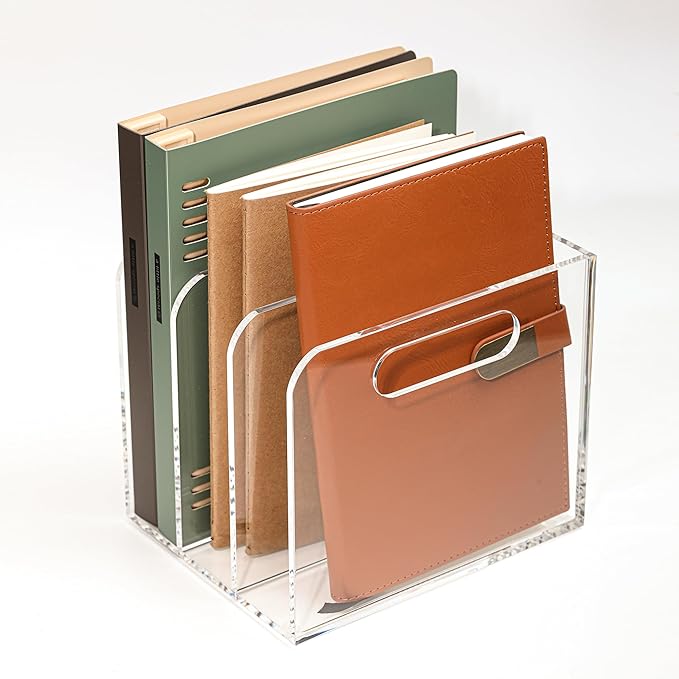 AIDIMOO Acrylic Magazine File Holder, 3 Vertical Compartments Desk Document by Unknown