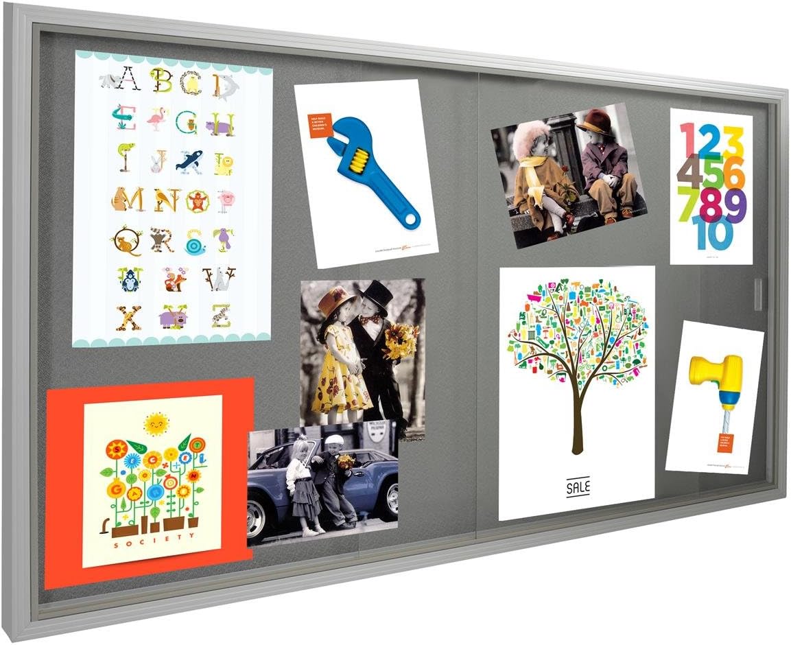 Displays2go 5' x 3' Indoor Bulletin Board with Sliding Glass Doors