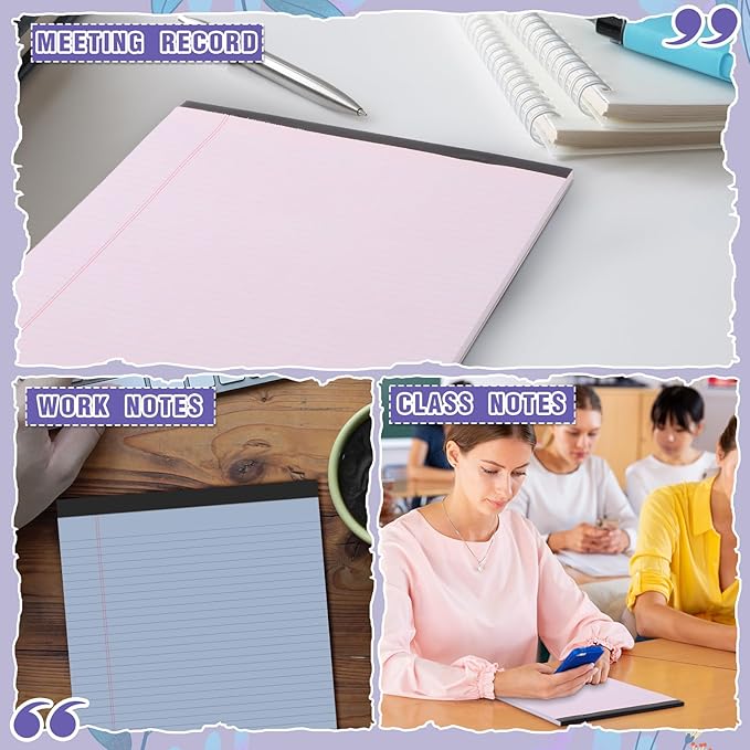 Fuutreo 8 Pcs 8.5'' x 11'' Colored Legal Pad Writing Pads Narrow Ruled 50 - Image 6