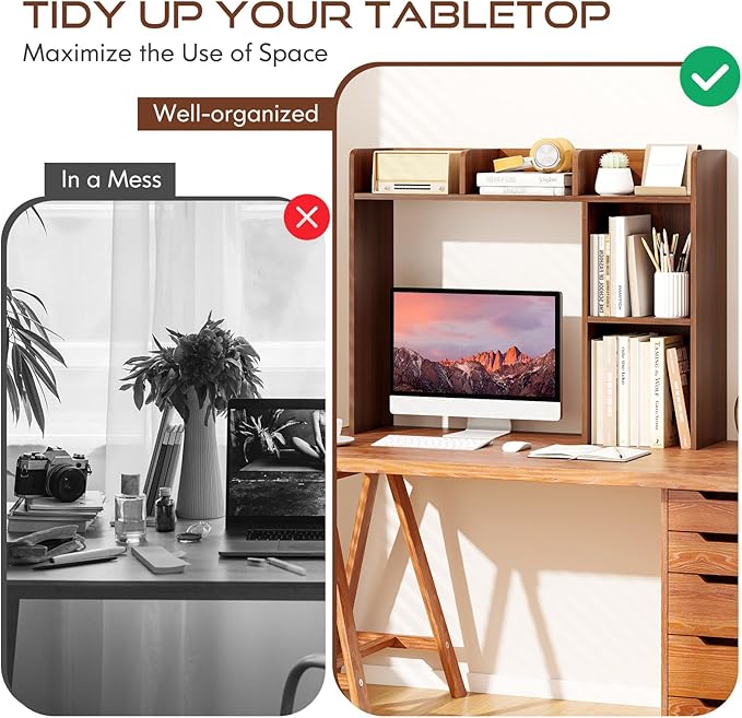 Tangkula Desktop Bookshelf, Countertop Storage Hutch - Image 9