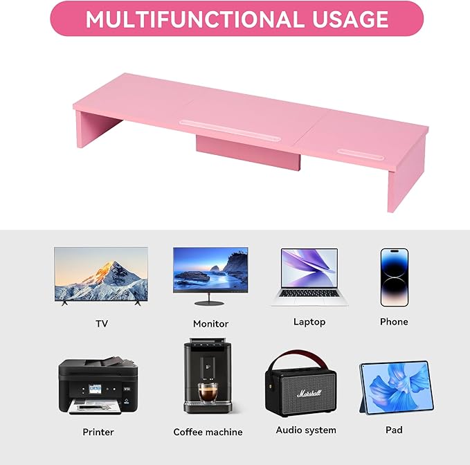 Dual Monitor Stand Riser with Phone Tablet Holder, 35.8in Large Monitor Stand - Image 6