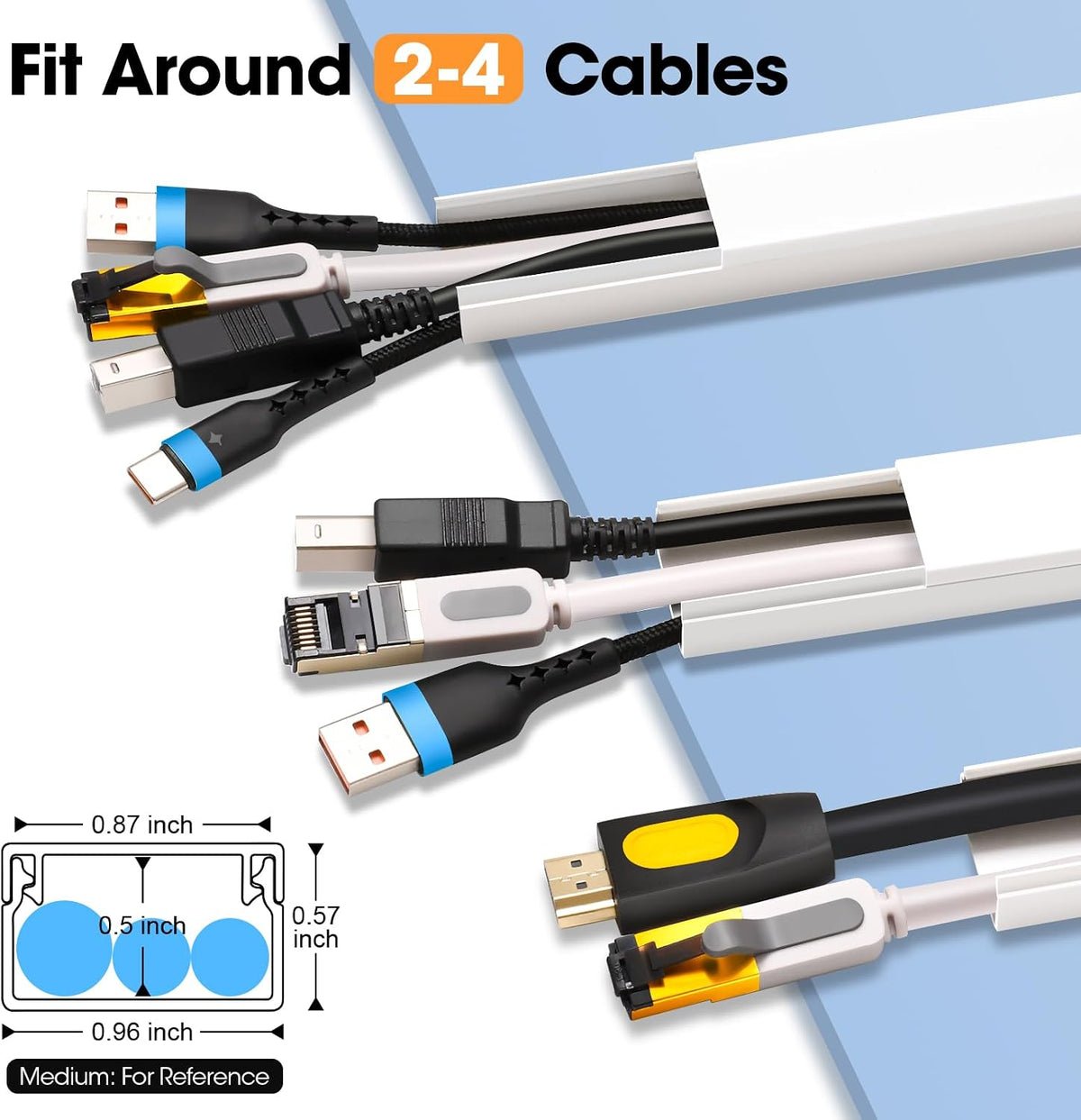 630in Cord Hider Kit, Paintable Cable Raceway, Cord Covers for Wires on Wall,...