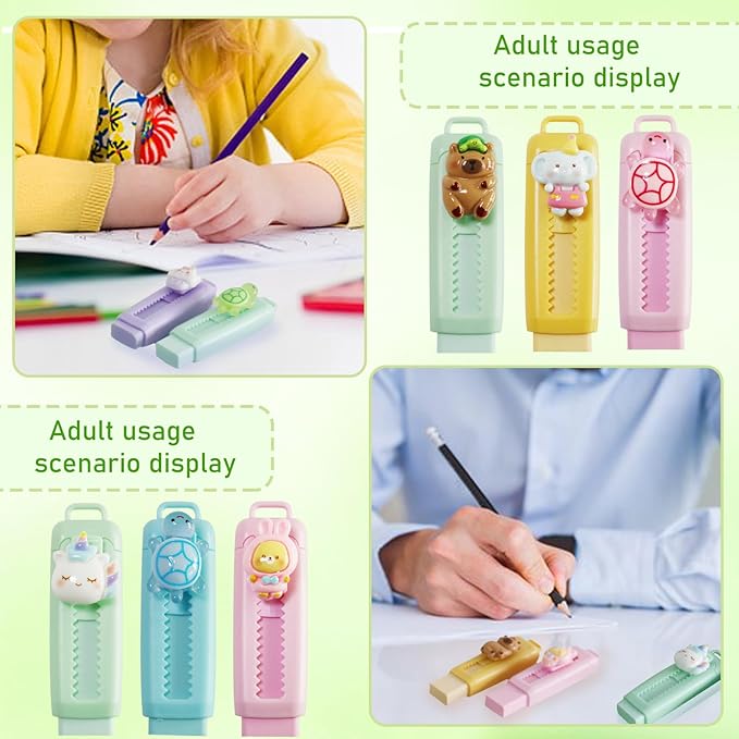 24 Pcs Cute Retractable Eraser for Pencils | Kawaii School Supplies Erasers| - Image 6