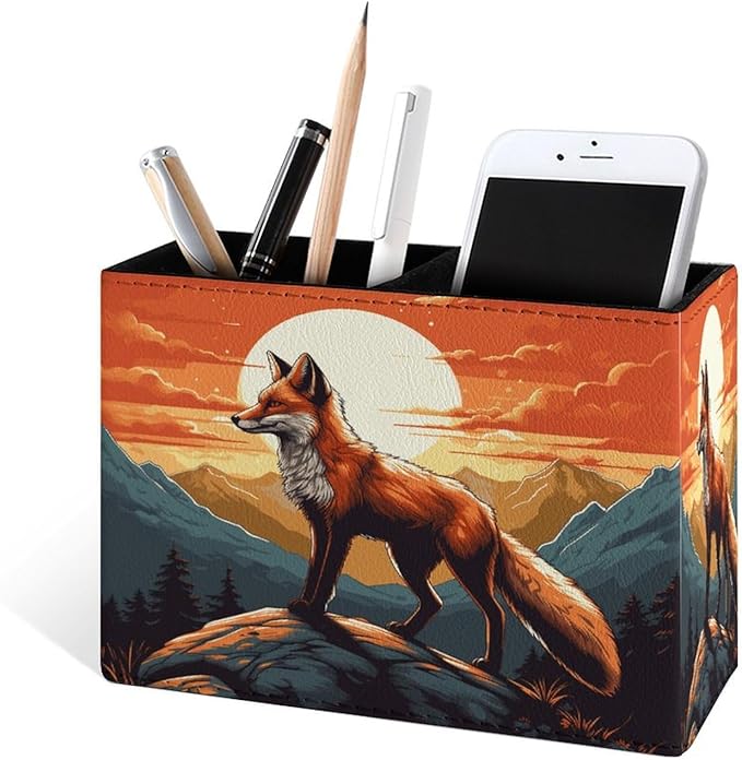 Famame Mountains Red Fox Sunset Pencil Holder - Image 2