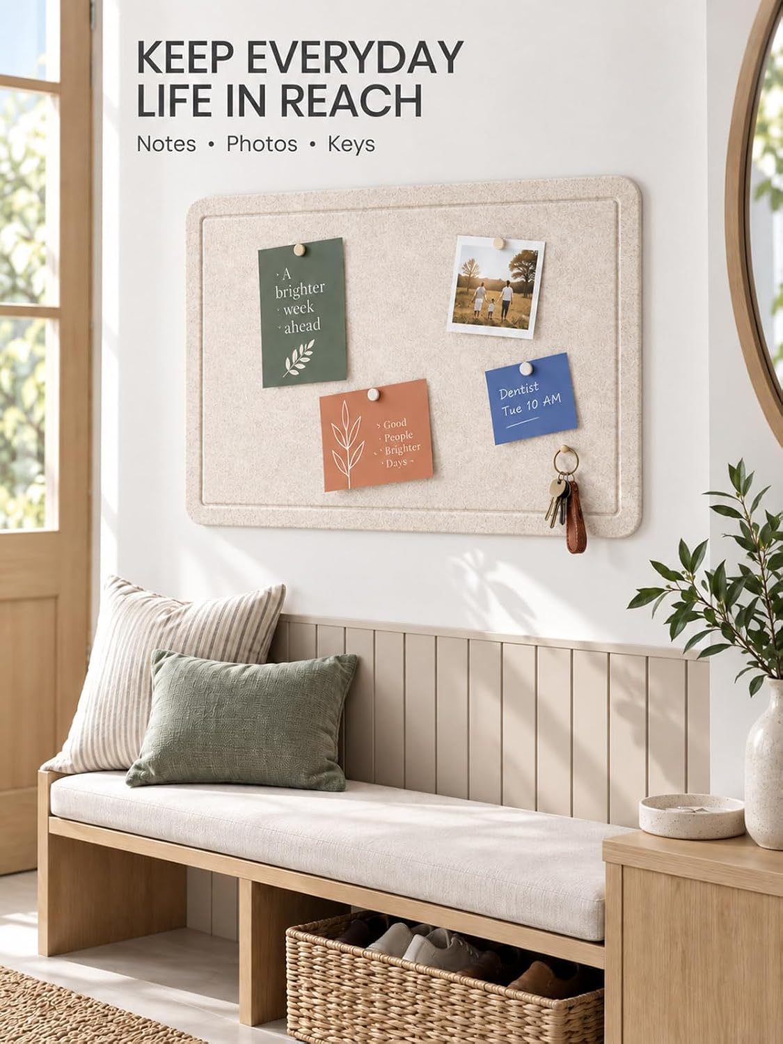 Felt Bulletin Board for Wall, 36" x 24" Frameless Pin Board, Beige