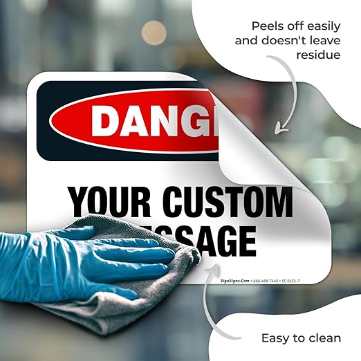 Custom Danger Sign, OSHA Sign, 10x7 Inches, 4 Mil Vinyl Decal Stickers Weather - Image 7