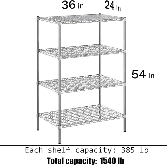 Regal Altair 24" Deep x 36" Wide x 54" Height Wire Shelving Kit | 4-Tier | NSF - Image 3