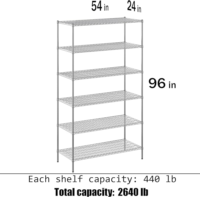 Regal Altair 24" Deep x 54" Wide x 96" Height Wire Shelving Kit | 6-Tier | NSF - Image 3