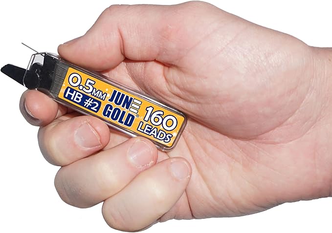 June Gold 640 Pieces, 0.5 mm HB #2 Lead Refills, 160 Pieces Per Dispenser - Image 2
