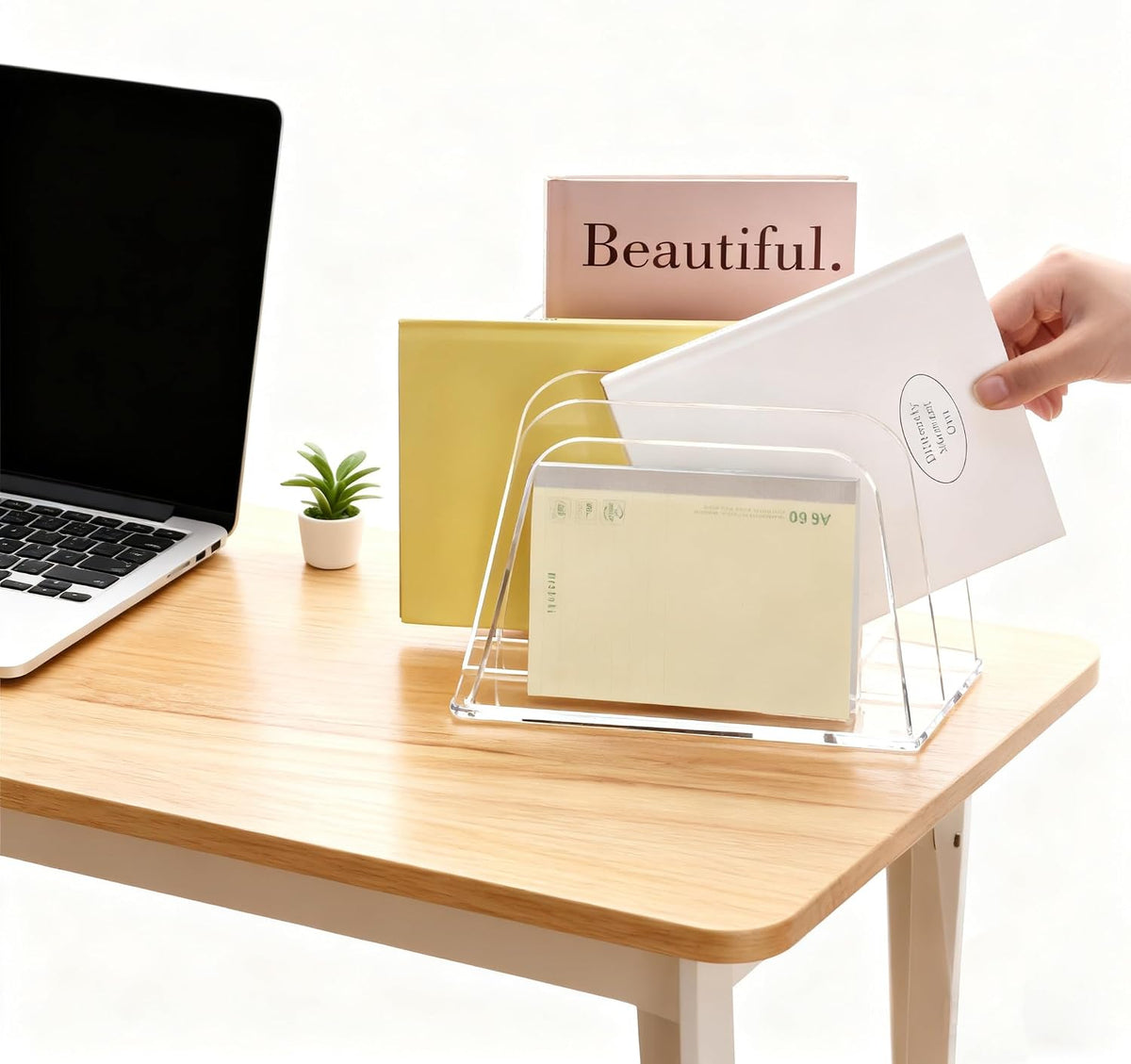 YUXUN Clear Acrylic Desktop File Sorter Organizer,Upright File Organizer, 3-S...