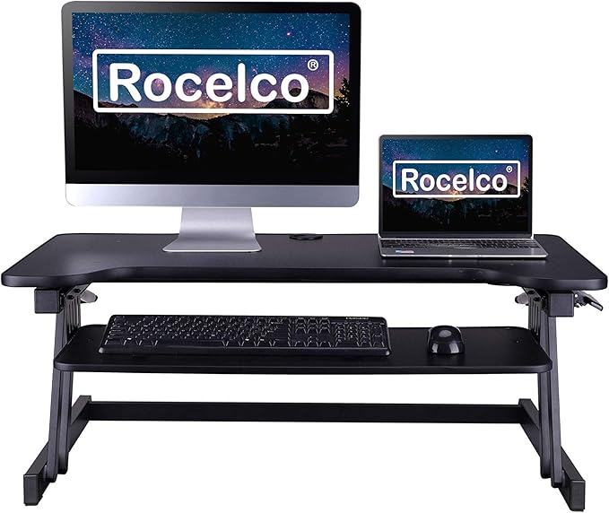 Rocelco 37.5" Deluxe Height Adjustable Standing Desk Converter - Image 6