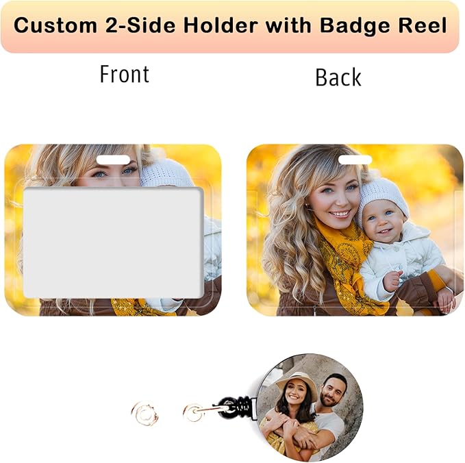 Custom Badge ID Card Holder Personalized Retractable Badges Reel Clip - Image 2
